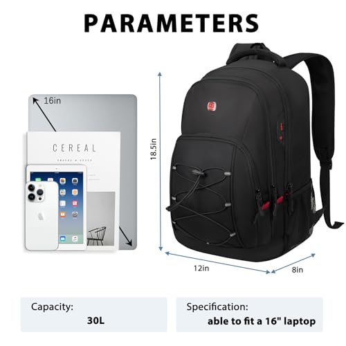Goloni Travel Backpack, 17 Inch Laptop Backpack for Men Women, Business Backpack with Luggage Strap,Black/Red - color: Black Red