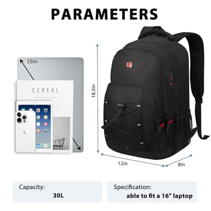 Goloni Travel Backpack, 17 Inch Laptop Backpack for Men Women, Business Backpack with Luggage Strap,Black/Red - color: Black Red