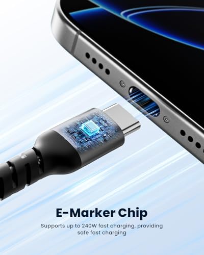 Sharge 240W USB-C Fast Charging Cable, 4.9ft Braided, PD3.1, Ultra-Durable for Laptops, Smartphones, Tablets, Steam Deck, Switch & More