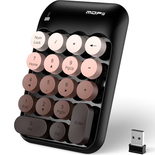 MOFII Cute Colorful Wireless Number Pad - 18 Keys, Portable 2.4 GHz with Stable Wireless Connectivity, 10-Key Financial Accounting Extension (Coffee Colorful) - color: Coffee Colorful