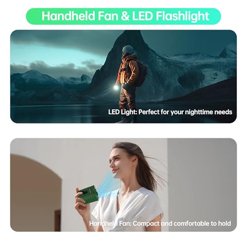 Waist Fan, 5000mAh Rechargeable Belt Clip Fan, 39ft/s Strong Airflow, 5 Speeds, Up to 29H Runtime, Wearable Hands-Free Cooling with LED SOS Light for Outdoor Camping Hiking - color: Army Green