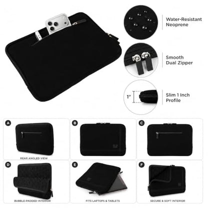 13 Inch Laptop Sleeve Neoprene Padded Case for Work and Commute - Black - color: Black