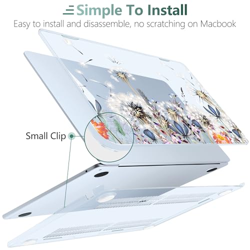 DONGKE for MacBook Air 13 Inch Case M5 2026 M4 2025 M3 M2 2024-2022 A3449 A3240 A3113 A2681, Plastic Hard Shell & Keyboard Cover & Screen Film for MacBook Air 13.6 Inch Case - Dandelion - color: Dandelion