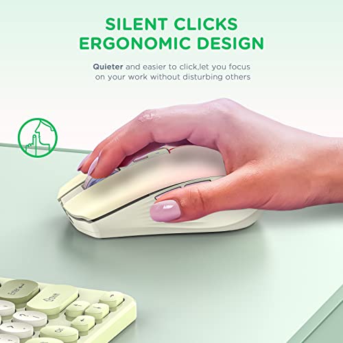 RAPIQUE Bluetooth Wireless Mouse, Rechargeable Multi-Device Computer Mice (Tri-Mode: BT1/BT2+2.4Ghz) with USB Receiver, Ergonomic Portable Mouse for Laptop, MacBook, PC, iMac, iPad(Khaki to Pink) - color: Gradient Khaki to Pink