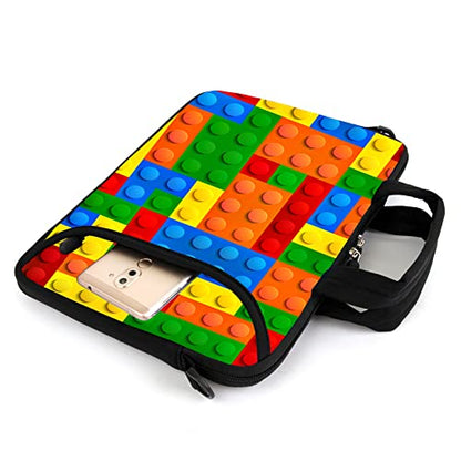 AMARY 13" 13.3" laptop sleeve chromebook case adjustable shoulder strap with handle accessory pocket (Puzzle) - color: Puzzle