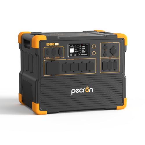 PECRON Portable Power Station 3072Wh E3600LFP, 5x3600W AC Outlets Power Station, LiFePO4 Battery Backup Expanded to 18.43kWh, Fast Charging Solar Generator for Home Use, RV, Camping, CPAP, Emergencies - style: E3600LFP