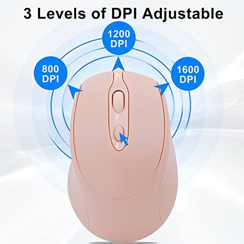Bluetooth Mouse,Rechargeable Wireless for Laptop/iPad/MacBook Pro/Air, Silent Mouse Portable Slim for Surface Pro/PC/Lenovo/Samsung Tablet (Pink) - color: Pink