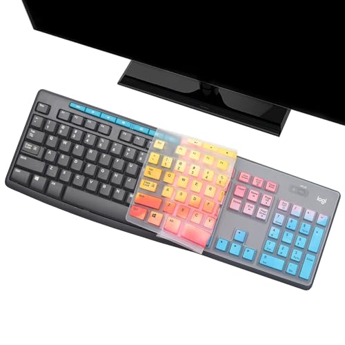 i-Tensodo Keyboard Cover for Logitech MK200 MK260 MK270 MK275 MK295 & K200 K260 K270 Keyboards, US Layout - Dazzling Multicolor Silicone Dust-Proof Washable Skin - color: Dazzling