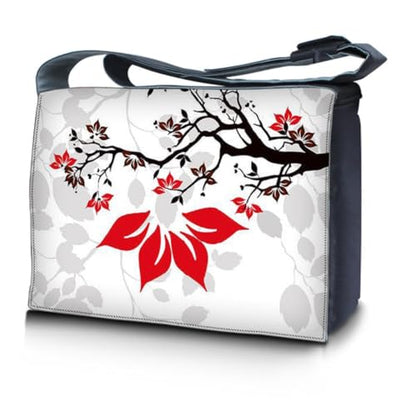 LSS 15” 15.6 inch Laptop Padded Compartment Shoulder Messenger Bag, Carrying Case for 14" 15" 15.6" & Smaller Size Notebook - color: White Grey Branches, size: 15 inch
