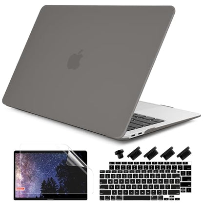 DONGKE Compatible with MacBook Air 13 inch Case 2021 2020 2019 2018 Release Model: M1 A2337 A2179 A1932, Matte Hard Case Cover for MacBook Air 13 inch with Retina Display Fits Touch ID - Grey - color: Grey