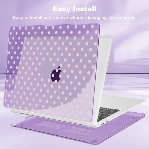 Teryeefi for MacBook Pro 13 inch Case M2 M1 2016-2022 Release Model A2338 A2289 A2251 A2159 A1989 A1706 A1708 Plastic Hard Shell Case Cover with Keyboard Cover & Screen Protector, Purple Polka Dots - color: Purple Polka Dots