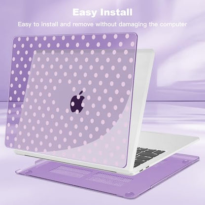 Teryeefi for MacBook Pro 13 inch Case M2 M1 2016-2022 Release Model A2338 A2289 A2251 A2159 A1989 A1706 A1708 Plastic Hard Shell Case Cover with Keyboard Cover & Screen Protector, Purple Polka Dots - color: Purple Polka Dots