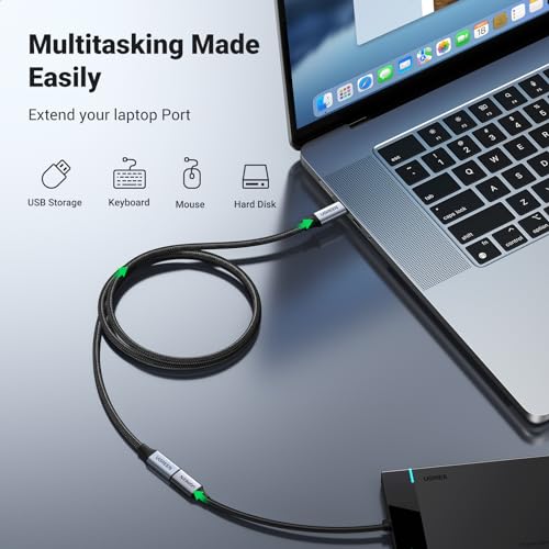 UGREEN USB C Extension Cable, (10Gbps/100W) USB C Extender 1.5 ft | Compatible with iPhone 17/16, MacBook M4, iPad Pro/Air 2024, Galaxy S26 Ultra, Switch etc. (Grey, 0.5 m) - color: Grey, size: 1.5 FT