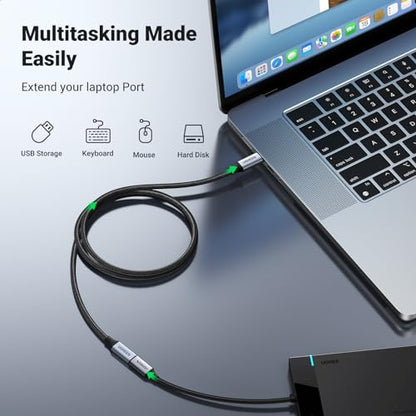UGREEN USB C Extension Cable, (10Gbps/100W) USB C Extender 1.5 ft | Compatible with iPhone 17/16, MacBook M4, iPad Pro/Air 2024, Galaxy S26 Ultra, Switch etc. (Grey, 0.5 m) - color: Grey, size: 1.5 FT