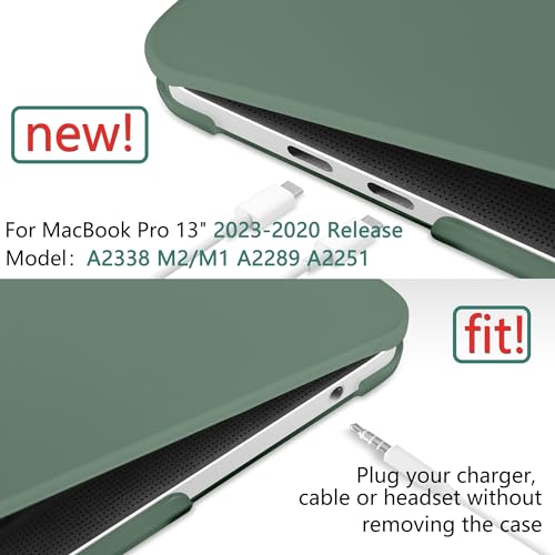 for MacBook Pro 13 inch Case 2023 2022 2021 2020 Release Model: A2338 M2/M1 A2289 A2251 with Touch Bar & Touch ID, Frosted Matte Plastic Hard Shell Case & Keyboard Cover, Midnight Green - color: Midnight Green 2