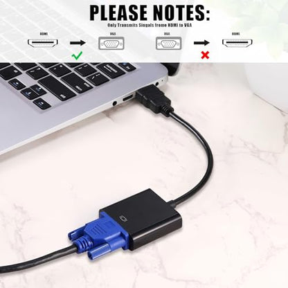Yunsailing Digital Av to Vga Adapter Converter Bulk Gold Plated Black Video Cable Adapter Compatible with Raspberry Pi Computer Desktop Laptop Monitor HDTV Projector(10 Pack)