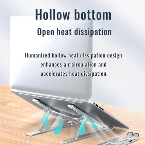 Desktop Laptop Stand, iPad Stand, Aluminum Alloy, Portable Foldable, 7 Level Adjustable, Ergonomic, Suitable for Laptops up to 18 Inches, Easily Put it in Bag and Use Anywhere - color: Full silicone Sliver