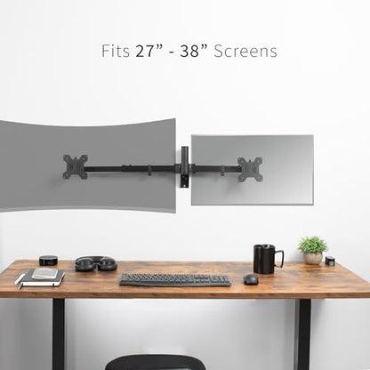 VIVO Premium Dual Ultra Wide LCD LED 27 to 38 inch Monitor Wall Mount, Heavy Duty, Telescoping Arms, Flush Wall Setup, Fits 2 Screens, Black, MOUNT-TS38B - size: up to 38", style: Dual mount