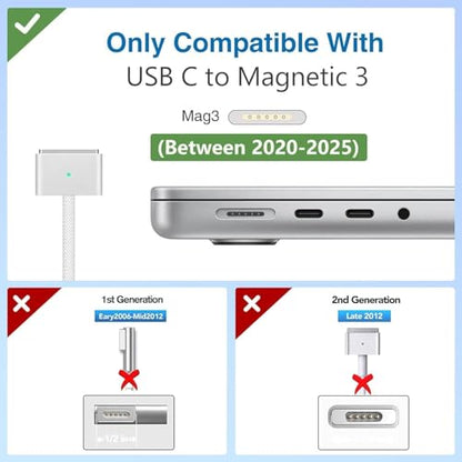 140W Mag 3 Charger for MacBook Pro/Air 13/14/15/16 Inch Between 2021-2026 | Magnetic 3 Laptop Charger Compatible with M1 M2 M3 M4 M5 Series, Mid 2021-Late 2026 Models, A2442 A2485 A2681 A2779 A2780
