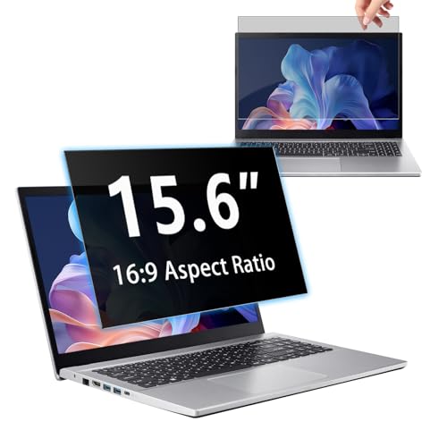 15.6" Privacy Screen Computer for 16:9 Aspect Ratio, 2-Sided Removable Anti-Peeping/Anti-Glare, Blue Light Block, UV Protect, Reduce Strain, Anti-Scratch, Fits 15.6-inch 16:9 Protector Film - size: 15.6inch 16:9