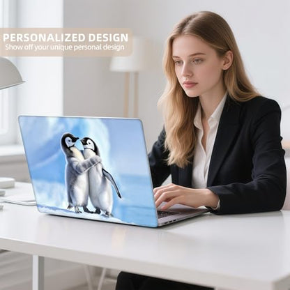Universal Laptop Skin Sticker for 12/13/14/15.6 Inch Laptops, Reusable Vinyl Laptop Decal Cover, Waterproof Scratch Resistant Notebook Skin with 2 Wrist Pads,Two Penguin Chicks - color: Two penguin chicks