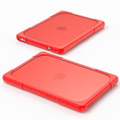 Batianda Heavy Duty Case for MacBook Neo 13 Inch 2026, Red | Fits Model A3404 A18 Pro Chip, Ergonomic Foldable Stand Holds 22lbs, TPU Bumper, Matte Translucent Shockproof Hard Shell - color: Red