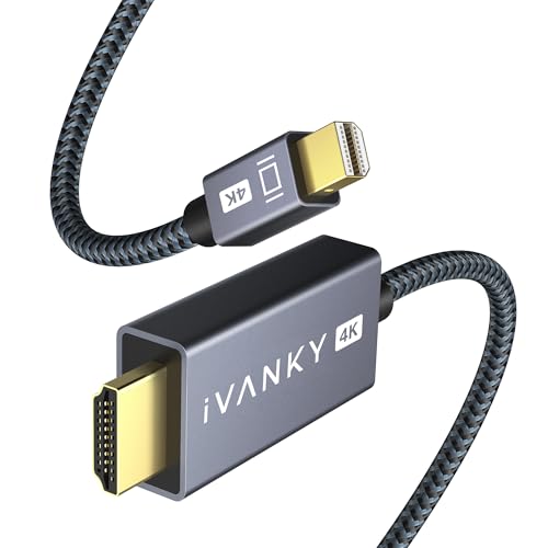 IVANKY 4K@60Hz Mini DisplayPort to HDMI Cable 6FT, 4K Thunderbolt to HDMI | Alum Shell & Nylon Braided, High-Speed Video & Audio Mini DP to HDMI Cable for MacBook Air/Pro, Surface Pro,Monitor,Projector - color: 6.6FT-Grey, size: 4K@60Hz