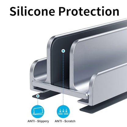 Aluminum Vertical Laptop Stand Holder for Desk Compatible with MacBook Pro, MacBook Air, Dell, HP, Lenovo, Up to 17.3 inches, Blue-Gray - color: Blue-Gray