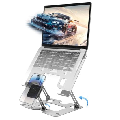 Alloy Steel Laptop Stand, Ergonomic Computer Stand, Desktop Laptop Riser, Compatible with MacBook Air/Pro, Dell, HP, Lenovo and Other 10-18 Inches Laptops, Silver