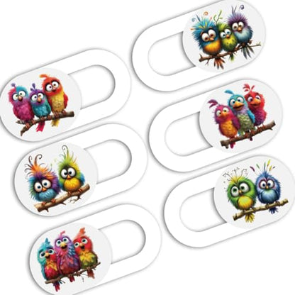 6Pcs 6 Styles Cute Camera Cover Slide Birds 0.04 Inch Privacy Guard Accessories, White Webcam Cover Ultra Thin Protector Blocker for Desktop Computer Tablet Notebook Mini PC Office Use - color: Birds