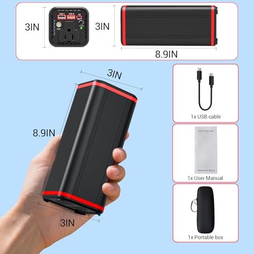 Portable Laptop station for 27000mAh 98Wh, Power Bank with AC Outlet 65W PD Fast Charging External Battery Pack, Mini Portable Power Station for MacBook Pro Dell HP Travel Camping Airline Approved