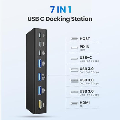 tounee Laptop Stand with Detachable USB-C Hub, 100W PD Charging, 4K@60Hz HDMI, 3 USB Ports, Ergonomic Laptop Holder Docking Station for 10-17" Laptops, MacBook & More (Black) - color: BLACK