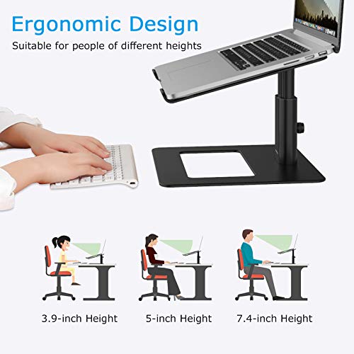BoYata Laptop Stand, Ergonomic Aluminum Height Adjustable Computer Stand Laptop Riser Holder for Desk, Compatible with MacBook Pro/Air, Dell, Lenovo, HP, Samsung, More Laptops 11-17" - color: Black