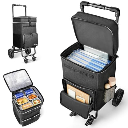 KEDSUM 2 in 1 Rolling Teacher Bag with Detachable Trolley, 2.12 Cu.Ft. 250LBS Rolling Tote Bag, Fits for 18" Laptop, Ideal for Teacher, Therapist & Crafter, 4 Big Wheels with Brake
