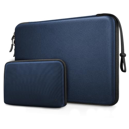 FINPAC Hard Laptop Sleeve w/Accessory Pouch for 15.3-in MacBook Air Pro | Waterproof Laptop Carrying Case for 16.2 inch MacBook Pro M5/M4/M3/M2 Pro/Max, Waterproof Case for Surface Laptop/Book, Navy - color: Navy, size: 15-16 inch MacBook Air/Pro