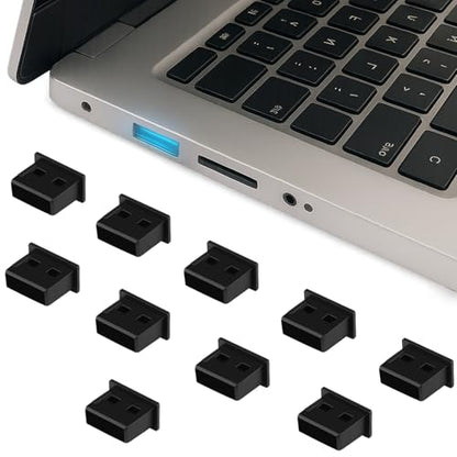 10-Pack USB Port Dust Covers – Black USB Protector Caps for USB-A Ports on Laptops, TVs, Routers & More