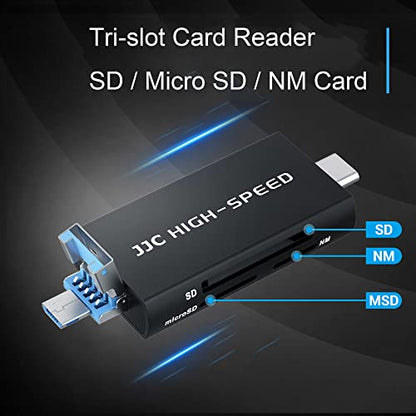 JJC USB 3.0 Huawei NM Nano Memory Card Reader Adapter, USB-C SD MicroSD/TF Card Reader Writer(Not for Nano SIM), Data Transfer Speed up to 90MB/S for Huawei Phone & Laptop - color: Grey