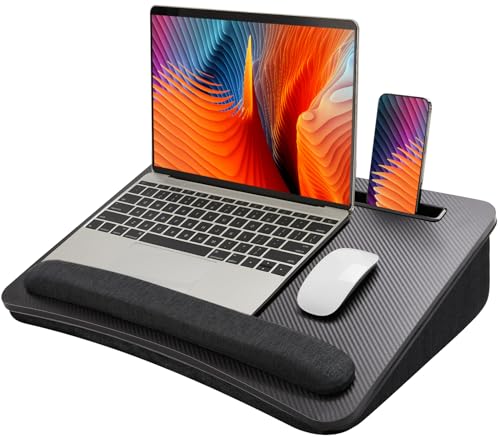 HUANUO Laptop Lap Desk with Cushion, Fit up to 17" Laptop，Black | Portable Lap Desk with Pillow Cushion, Anti-Slip Strip & Storage Function for Home Office Students as Computer Laptop Stand - color: Black, size: Large