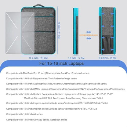 ZINMARK Slim Expandable Laptop Backpack with Small Case for 15-16 inch Notebooks,Water Resistant Computer Bag for College Business for Men Women，Light Gray Blue - color: Light Gray Blue