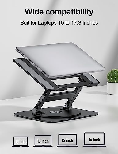 MCHOSE Laptop Stand, H-Design Stable Computer Stand, Ergonomic Laptop Riser with 360° Rotating Base, Notebook Compatible with All 10-17” Laptops, Black - color: Black-new