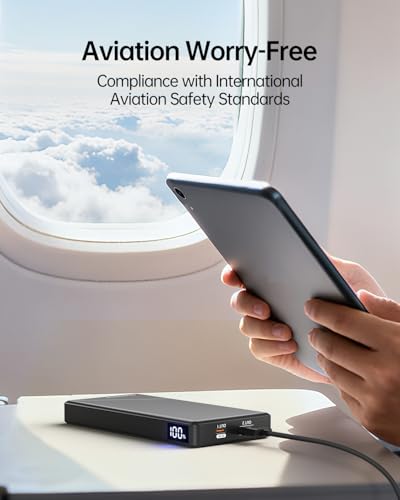 GENSROCK 5V 2A/3A Portable Power Bank 10000mAh, Slim Travel Power Bank | Dual USB | PD 22.5W Fast Charging | LED Display | Slim | Travel | Compatible with iPhone and Android | Flight-Safe | Black - color: Black
