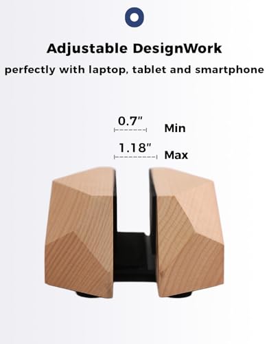 Adjustable Vertical Laptop Stand, MacBook Holder Wood, Wooden Laptop Stand,Vertical Laptop Holder for Desk, Width Adjustable Dock Fits All MacBook/Surface Pro