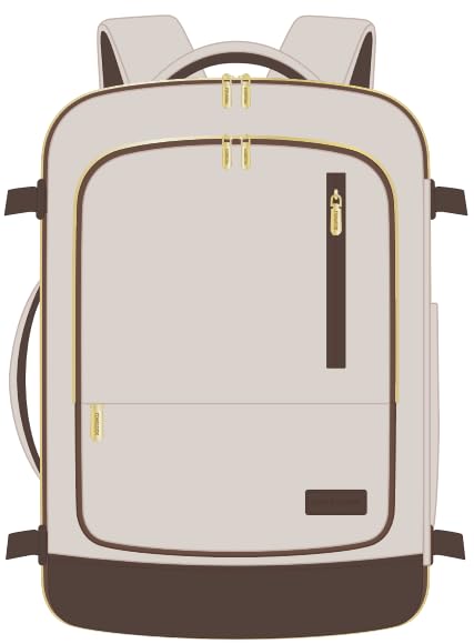 LOVEVOOK 40L Travel Backpack for Women Men with Garment Bag, Airline Approved Carry on Luggage Travel Essentials - color: Gray Pink-coffee, size: 42L-4Pcs
