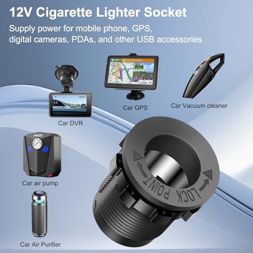 4 Port 12V USB Outlet Marine Switch Panel 12 Volt Plug, Dual PD30W and Dual QC18W USB Ports Car Charger with Switch, Waterproof 150W Cigarette Lighter Socket 2 in 1 DIY Kit for Car Marine Boat RV ATV