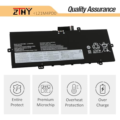 L21M4PD0 Laptop Battery for Lenovo ThinkBook 13S G4 ARB IAP Plus G4 IRU | For ThinkBook 13X G2 IAP L21B4PD0 L21C4PD0 5B11D96862 5B11D96865 SB11D96863 15.52V 56Wh 4Cell 3608mAh - size: 11.02*3.93*0.23inch L21M4PD0