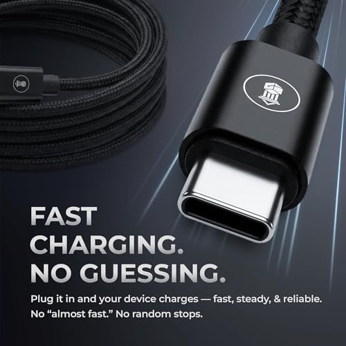 McClinton & Co. USB C to USB C Cable 6ft | 100W PD Fast Charging for Samsung Galaxy S25/S24/S23/S22, iPhone 16/15 Pro Max, Google Pixel, Motorola, OnePlus | Durable Braided, Snug Fit USB-C Cord