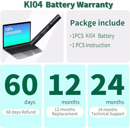 800049-001 KI04 Notebook Battery for HP Pavilion 15-ab 15-an 17-g 15t-ab100 | 17t-g100 17t-s100 cto Series 15-ab143cl 15-ab223cl 15-ab153nr 15-an044nr 14-ab166us 17-ab220nr 17-g133cl 800009-421 TPN-Q158 - size: 10.76*1.25*0.8inch KI04