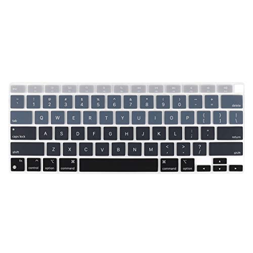 Batianda Ultra Thin Ombre Color Keyboard Cover for 2020 MacBook Air 13 Inch A2337 M1 Chip (with Touch ID & Retina Display) Waterproof Durable Laptop Protector Silicone Skin, Gradient Grey - color: Gradient Gray