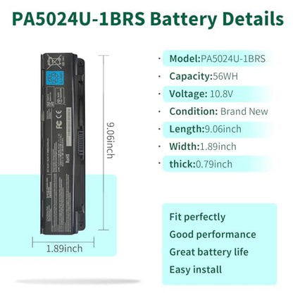 PA5024U-1BRS Battery for Toshiba Satellite S75 P75-A7200 P75-A7100 S855 | S855-S5378 S855D-S5148 C75D C875 C850 L800 C55T-A C55-A5220 C55-A5300 C55-A5302 C55-A5390 P875 PA5026U-1BRS