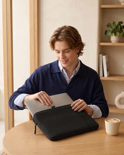 ProCase Laptop Sleeve 16" for MacBook Pro 16 Inch M5/M4/M3/M2/M1 | Slim Travel Sleeve with Soft Plush Lining & Large Front Pocket, Water-Resistant, Also Fit 15.6-16" HP Dell Lenovo ASUS Acer - color: Black, size: 16-inch